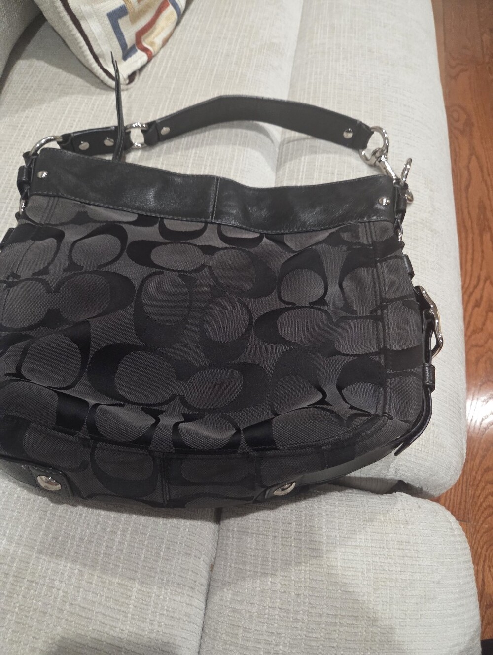 Coach Vintage Black Zoe Hobo Bag with Leather Trim - Picture 12 of 13